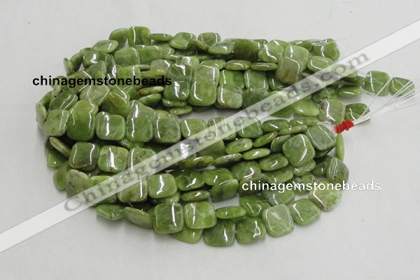 CPO07 15.5 inches 10*10mm square olivine gemstone beads wholesale