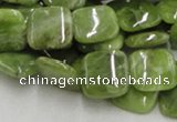 CPO08 15.5 inches 12*12mm square olivine gemstone beads wholesale