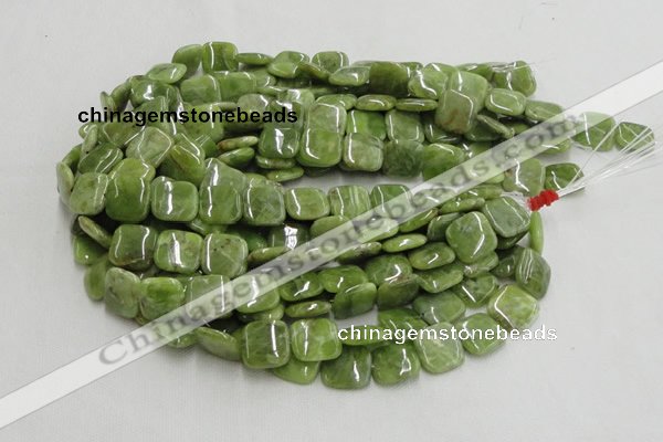 CPO08 15.5 inches 12*12mm square olivine gemstone beads wholesale