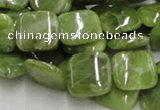 CPO09 15.5 inches 16*16mm square olivine gemstone beads wholesale