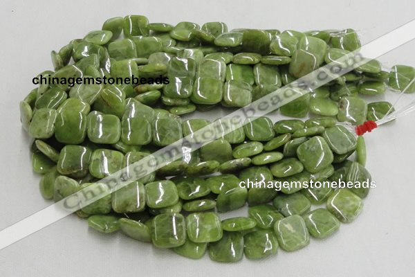 CPO10 15.5 inches 18*18mm square olivine gemstone beads wholesale