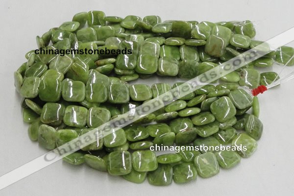 CPO11 15.5 inches 20*20mm square olivine gemstone beads wholesale