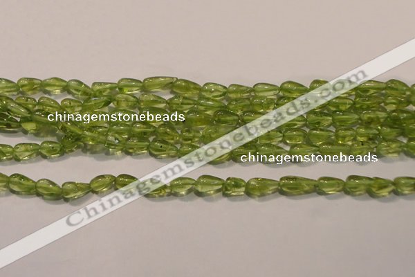 CPO113 15 inches 3.5*5mm teardrop natural peridot beads wholesale