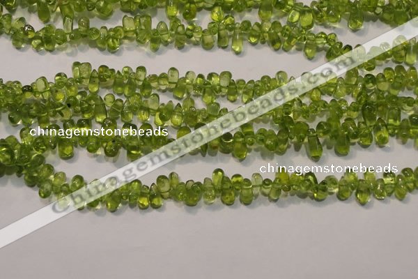 CPO115 Top-drilled 3*7mm teardrop natural peridot beads wholesale