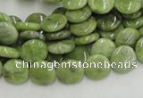 CPO15 15.5 inches 10mm flat round olivine gemstone beads wholesale