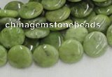CPO16 15.5 inches 12mm flat round olivine gemstone beads wholesale