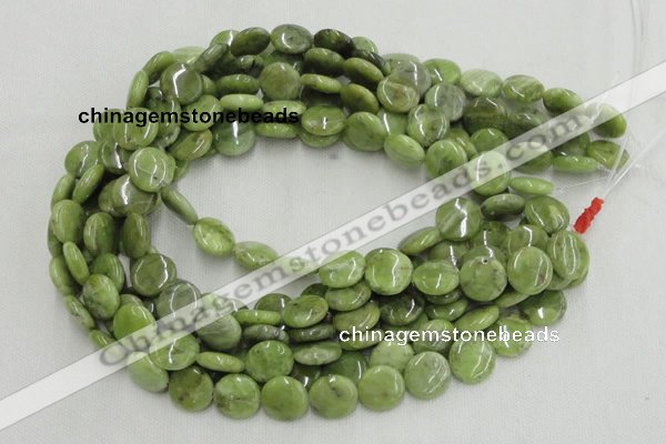 CPO16 15.5 inches 12mm flat round olivine gemstone beads wholesale