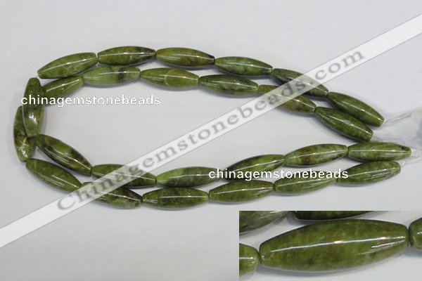 CPO26 15.5 inches 10*30mm rice olivine gemstone beads wholesale