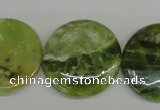 CPO30 15.5 inches 25mm flat round olivine gemstone beads wholesale