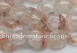 CPQ02 15.5 inches 15mm flat round natural pink quartz beads