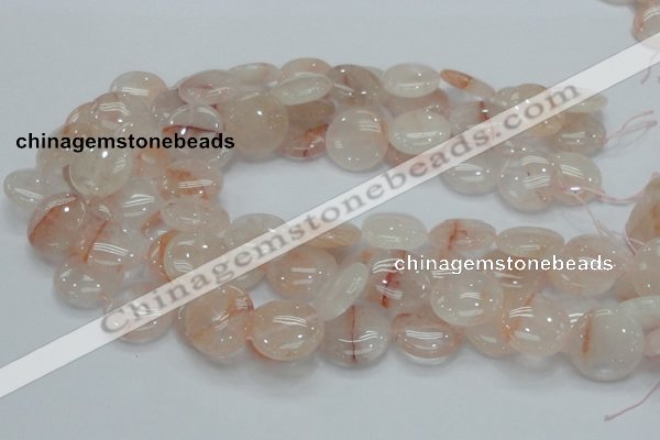 CPQ03 15.5 inches 20mm flat round natural pink quartz beads