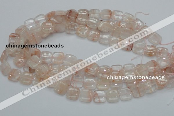 CPQ05 15.5 inches 15*15mm square natural pink quartz beads