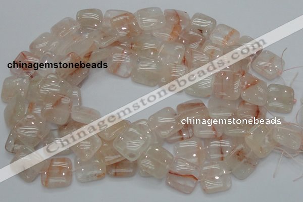 CPQ06 15.5 inches 20*20mm square natural pink quartz beads