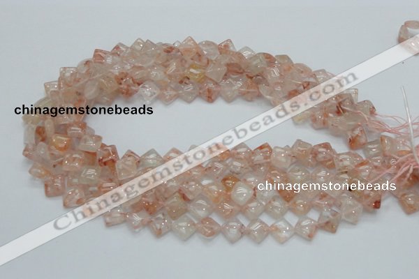 CPQ07 15.5 inches 10*10mm diamond natural pink quartz beads