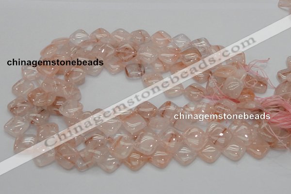 CPQ08 15.5 inches 15*15mm diamond natural pink quartz beads