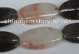 CPQ107 15*20mm oval natural pink crystal & smoky quartz beads