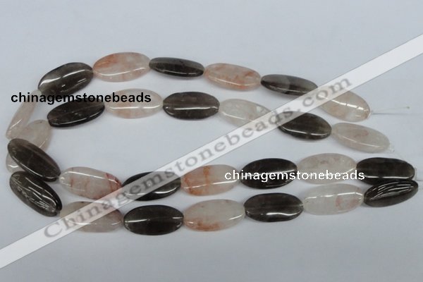 CPQ107 15*20mm oval natural pink crystal & smoky quartz beads