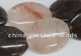 CPQ108 22*30mm oval natural pink crystal & smoky quartz beads