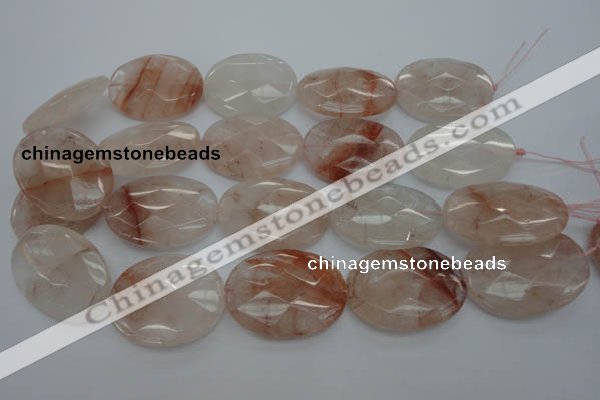 CPQ17 15.5 inches 30*40mm faceted oval natural pink quartz beads