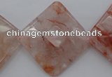 CPQ18 15.5 inches 30*30mm faceted diamond natural pink quartz beads