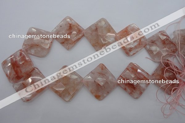 CPQ18 15.5 inches 30*30mm faceted diamond natural pink quartz beads