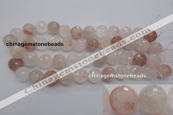 CPQ206 15.5 inches 14mm faceted round natural pink quartz beads