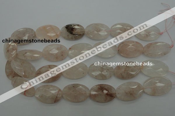 CPQ222 15.5 inches 20*30mm faceted oval natural pink quartz beads