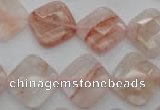 CPQ226 15.5 inches 15*15mm faceted diamond natural pink quartz beads