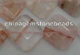 CPQ228 15.5 inches 20*20mm faceted diamond natural pink quartz beads