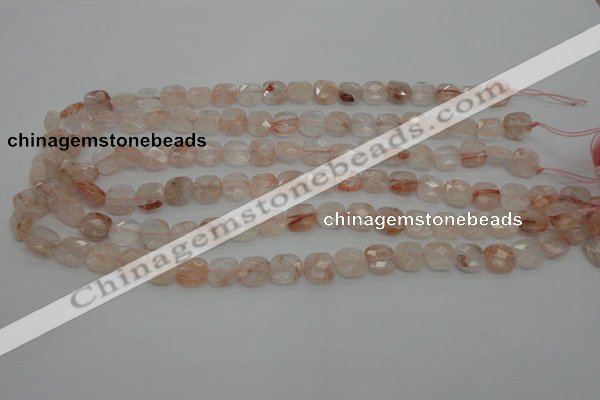 CPQ231 15.5 inches 10*10mm faceted square natural pink quartz beads