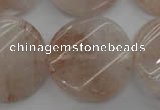 CPQ238 15.5 inches 28mm twisted coin natural pink quartz beads