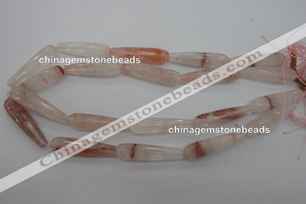 CPQ248 15.5 inches 10*40mm faceted teardrop natural pink quartz beads