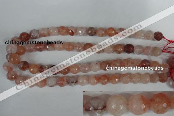 CPQ25 15.5 inches 12mm faceted round natural pink quartz beads