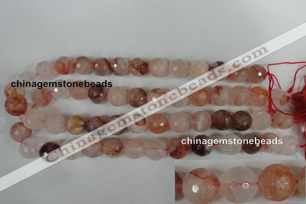 CPQ26 15.5 inches 14mm faceted round natural pink quartz beads