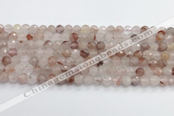 CPQ318 15.5 inches 6mm faceted round pink quartz beads