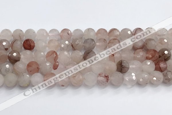 CPQ320 15.5 inches 10mm faceted round pink quartz beads