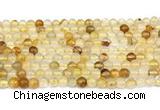 CPQ350 15.5 inches 4mm round yellow quartz gemstone beads