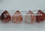 CPQ41 Top-drilled 7*7mm faceted teardrop natural pink quartz beads