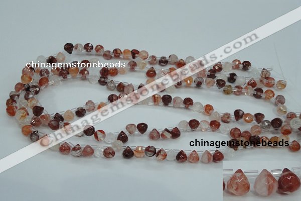 CPQ41 Top-drilled 7*7mm faceted teardrop natural pink quartz beads