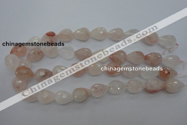 CPQ76 15.5 inches 15*20mm faceted teardrop natural pink quartz beads