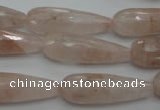 CPQ78 15.5 inches 10*30mm faceted teardrop natural pink quartz beads