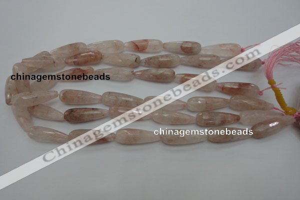 CPQ78 15.5 inches 10*30mm faceted teardrop natural pink quartz beads