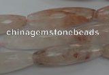 CPQ80 15.5 inches 10*35mm faceted rice natural pink quartz beads