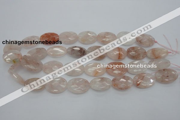 CPQ85 15.5 inches 18*25mm faceted oval natural pink quartz beads