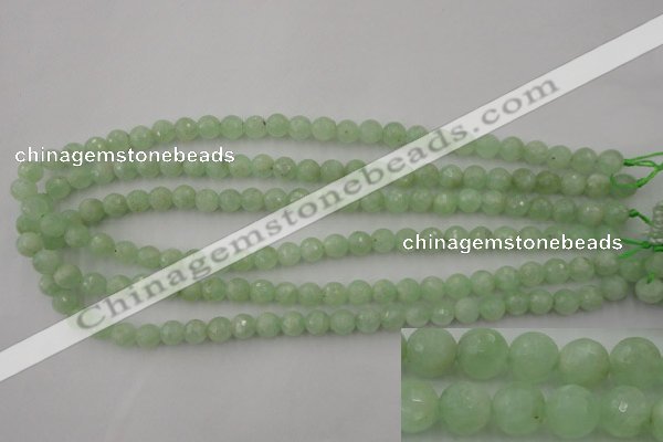 CPR112 15.5 inches 8mm faceted round natural prehnite beads wholesale