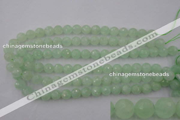 CPR114 15.5 inches 12mm faceted round natural prehnite beads wholesale