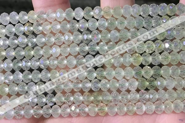 CPR380 15.5 inches 4*6mm faceted rondelle prehnite gemstone beads