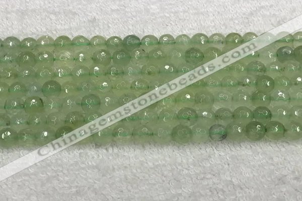 CPR415 15.5 inches 6mm faceted round natural prehnite beads