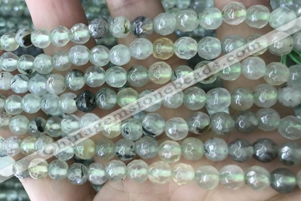 CPR420 15.5 inches 6mm faceted round prehnite beads wholesale