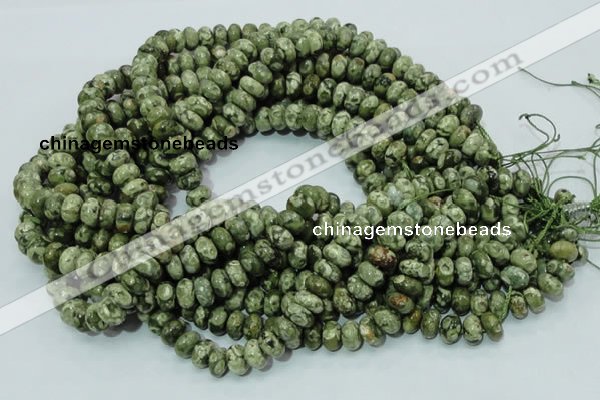 CPS02 15.5 inches 6*10mm rondelle green peacock stone beads wholesale